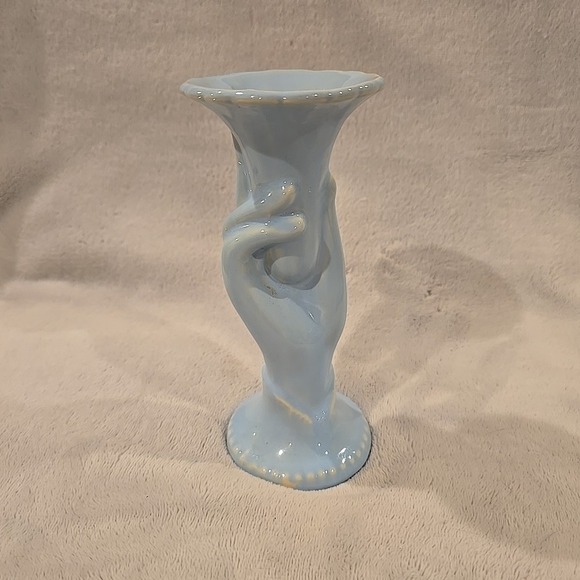 Other - Vintage Art Deco USA Shawnee Pottery Tulip Hand Vase Baby Blue 10"